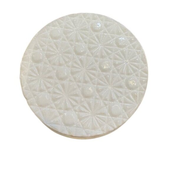 Vintage Milk Glass Top Hat Planter Set - Pressed Starburst Pattern - Decorative - Picture 3 of 11